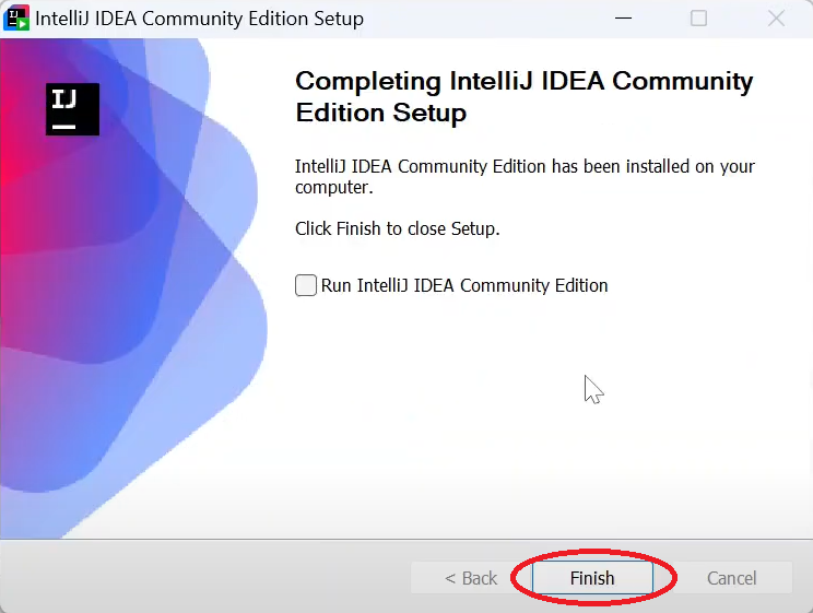 Final setup screen for IntelliJ IDEA