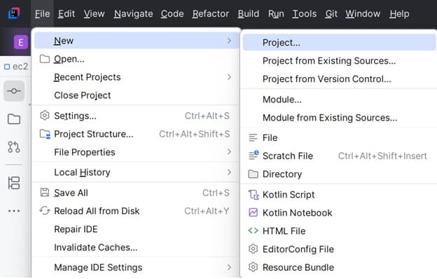 Create a new project - step 1