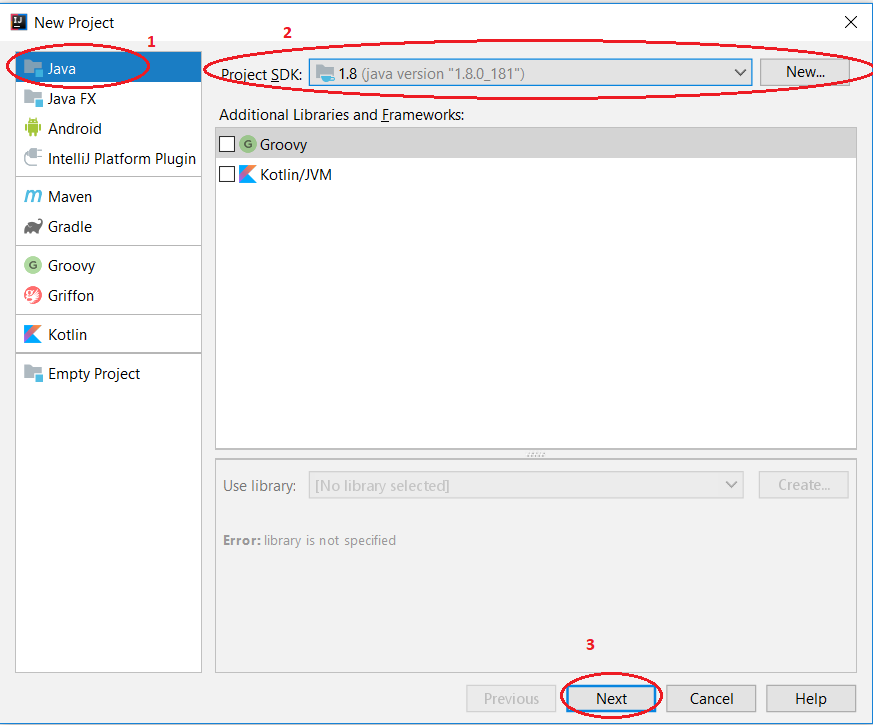 Creating a project - step 2