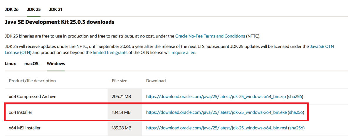 Downloading the JDK Package
